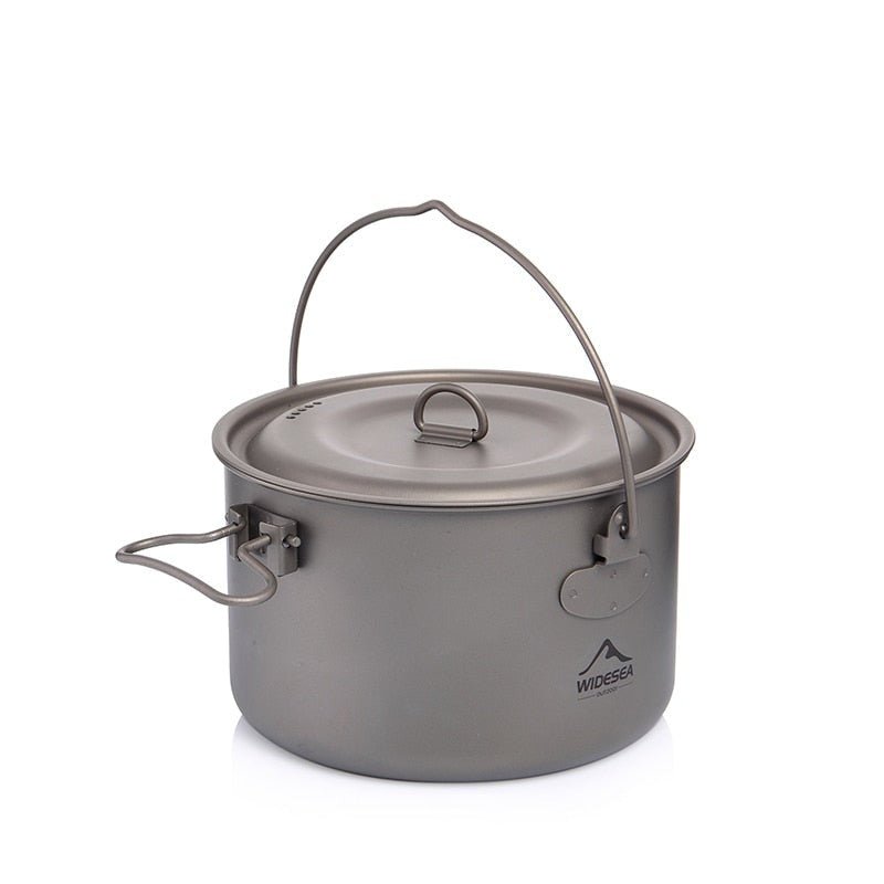 Camping Tableware Titanium Cookware set tourism cauldron Outdoor Cooking Pot Picnic Kitchen Hiking Trekking-0