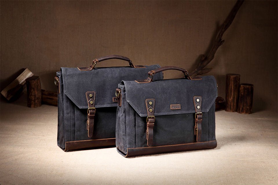 Canvas Messenger Bag for Men Vintage Leather Bag Men Waxed Canvas Briefcase Men for 17.3 inch Laptop Office Bags for Men-9