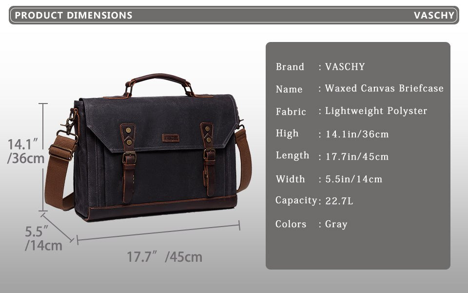 Canvas Messenger Bag for Men Vintage Leather Bag Men Waxed Canvas Briefcase Men for 17.3 inch Laptop Office Bags for Men-8