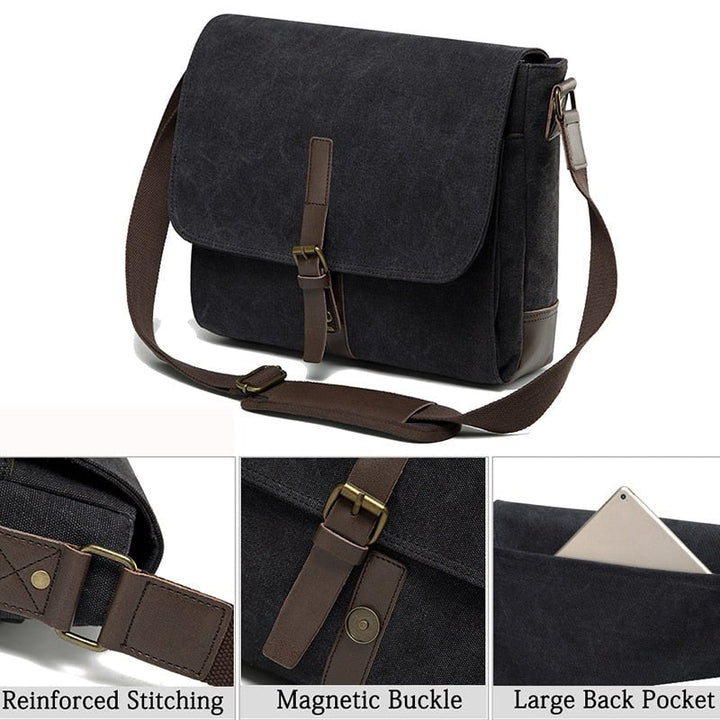 Canvas Messenger Bag for Men Women Crossbody Bags Shoulder Bag Laptop Briefcase Luxury PU Leather Bags Outdoor Travel Bag-4