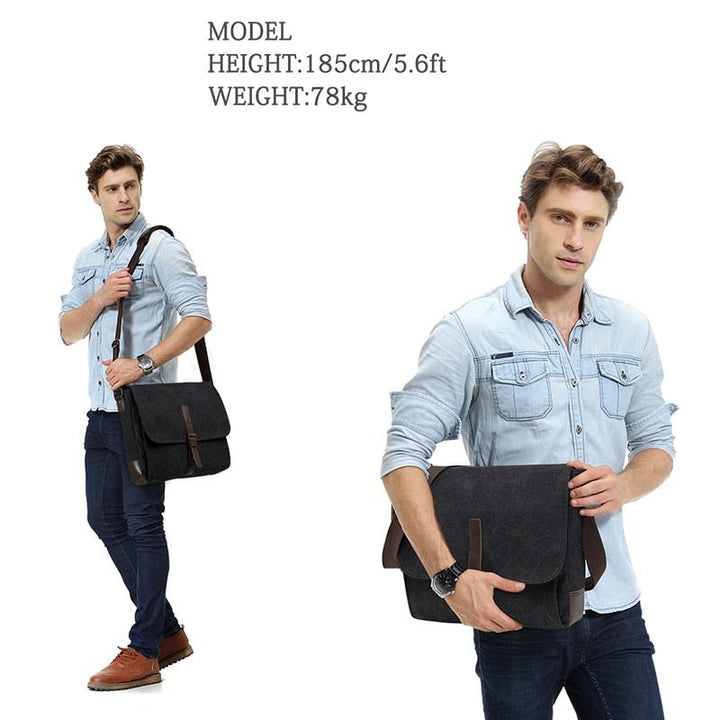 Canvas Messenger Bag for Men Women Crossbody Bags Shoulder Bag Laptop Briefcase Luxury PU Leather Bags Outdoor Travel Bag-5