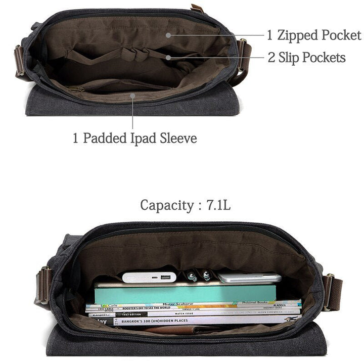 Canvas Messenger Bag for Men Women Crossbody Bags Shoulder Bag Laptop Briefcase Luxury PU Leather Bags Outdoor Travel Bag-9