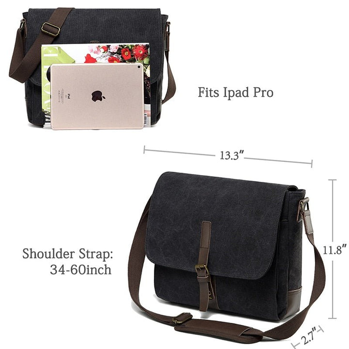 Canvas Messenger Bag for Men Women Crossbody Bags Shoulder Bag Laptop Briefcase Luxury PU Leather Bags Outdoor Travel Bag-3