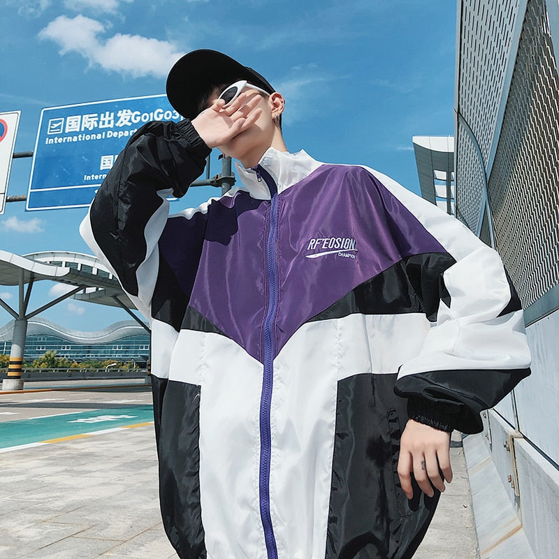 Hip Hop Spring Men's Fashion Hit Color Casual Baseball Uniform Jackets Mens Streetwear Wild Loose Harajuku Bomber Jacket S-3XL-2