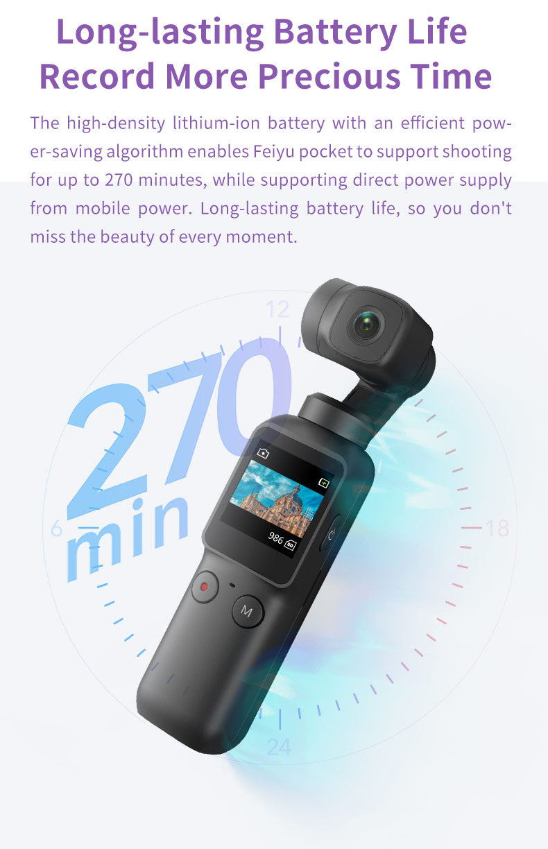 Pocket  3-Axis Pocket Gimbal Camera Stabilizer 4K HD 120° Wide Angle Built-in Wi-Fi control Attachable to Smartphone Used-22