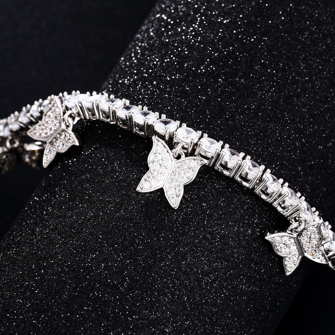 Drip Butterfly 4mm CZ Tennis Chain Charm Choker Necklace Iced Out Bling Women Chains Shining Fashion Jewelry Elegant Daily Style-17