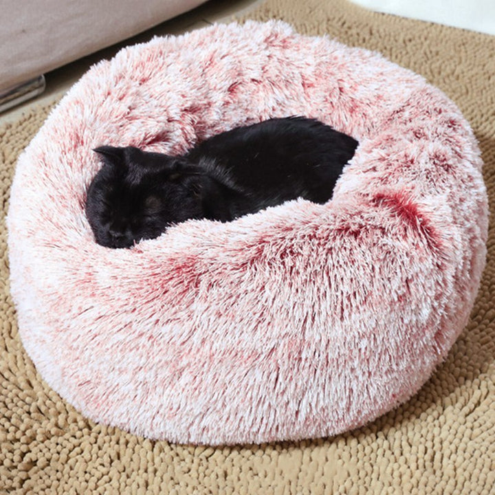 Round Cat Bed Warm Sleeping Cat Nest For Dogs Basket Pet Products Cushion Soft Long Plush Cat Pet Bed Mat Cat House Animals Sofa-3