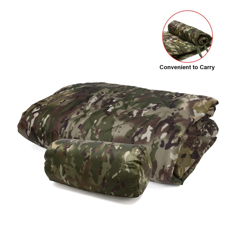 Tactical Army Poncho Liner Camouflage Water Repellent Woobie Quilted Blanket Suitable for Camping, Shooting, Hunting-4