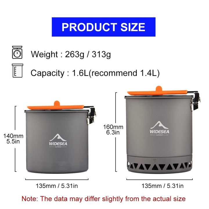 Tableware for Camping 1.6L Pot Tourist Dishes Tourism Hiking Picnic Cooking Supplies Equipment Cookware Trekking Bowler-4