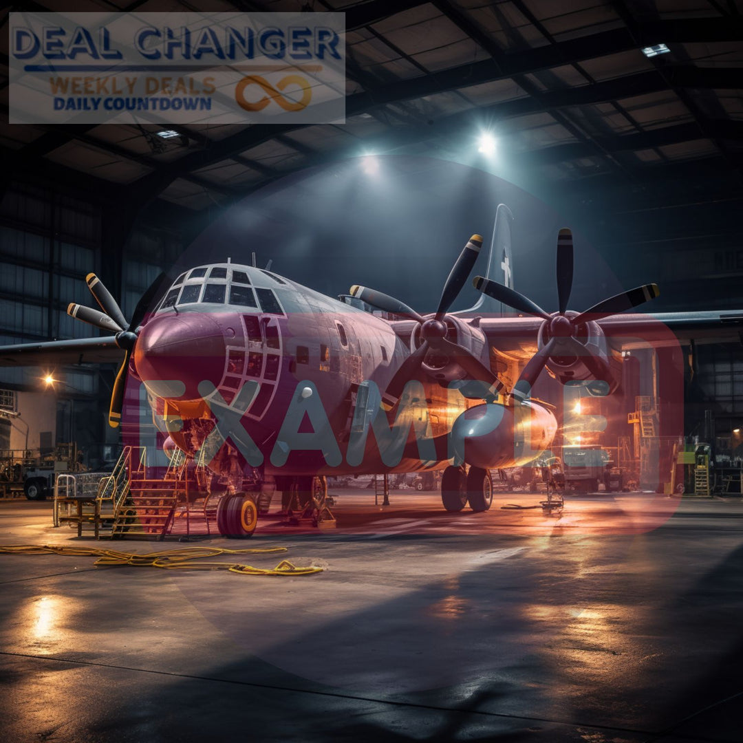 Lockheed C-130 Gladiator Aircraft Leaving Hanger | Instant Digital Download | PNG JPG PDF Files | Airplane Fashion Art