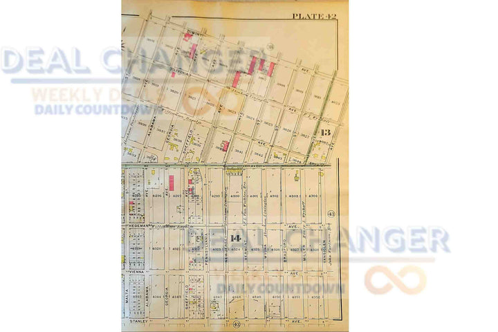 1908 OLD BROOKLYN ANTIQUE CADASTRAL MAP | BROWNSVILLE | EAST NEW YORK | CANARSIE