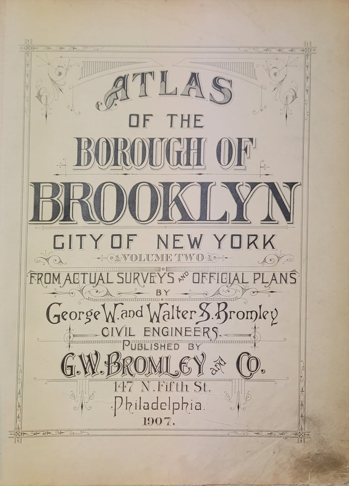 1907 OLD BROOKLYN ANTIQUE CADASTRAL MAP | BAYRIDGE | NEW YORK | 1st - 7th AVE