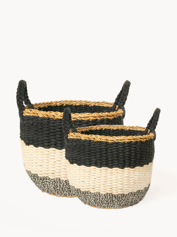 Ula Stripe Basket - Black