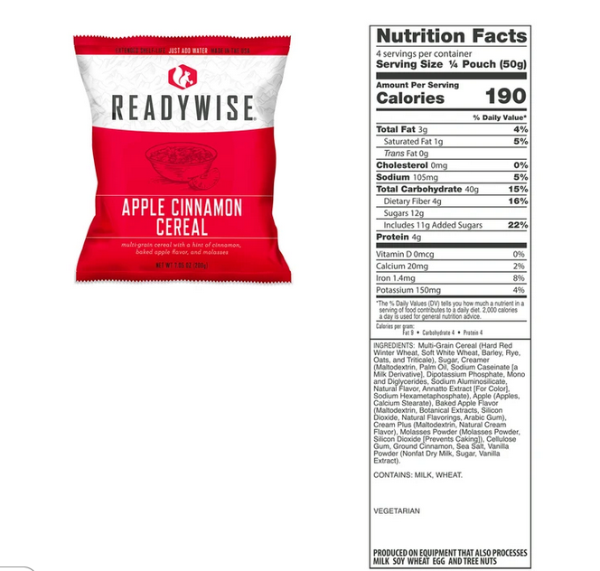 120 Serving Breakfast Bucket:  Apple Granola Multigrain + 25 Yr - Deal Changer
