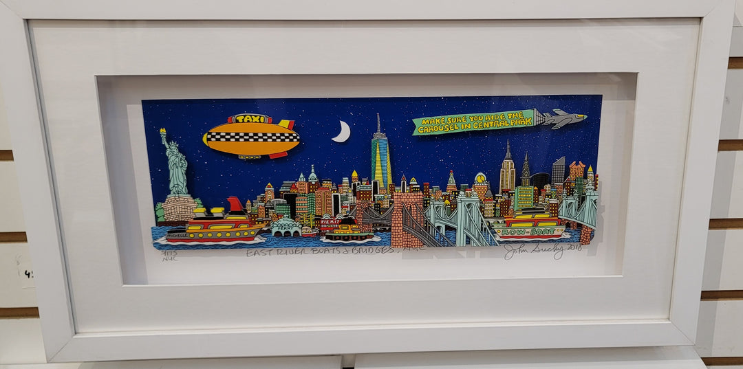 John Suchy Limited Edition Framed Art:"East River, Boats & Bridges" - Deal Changer