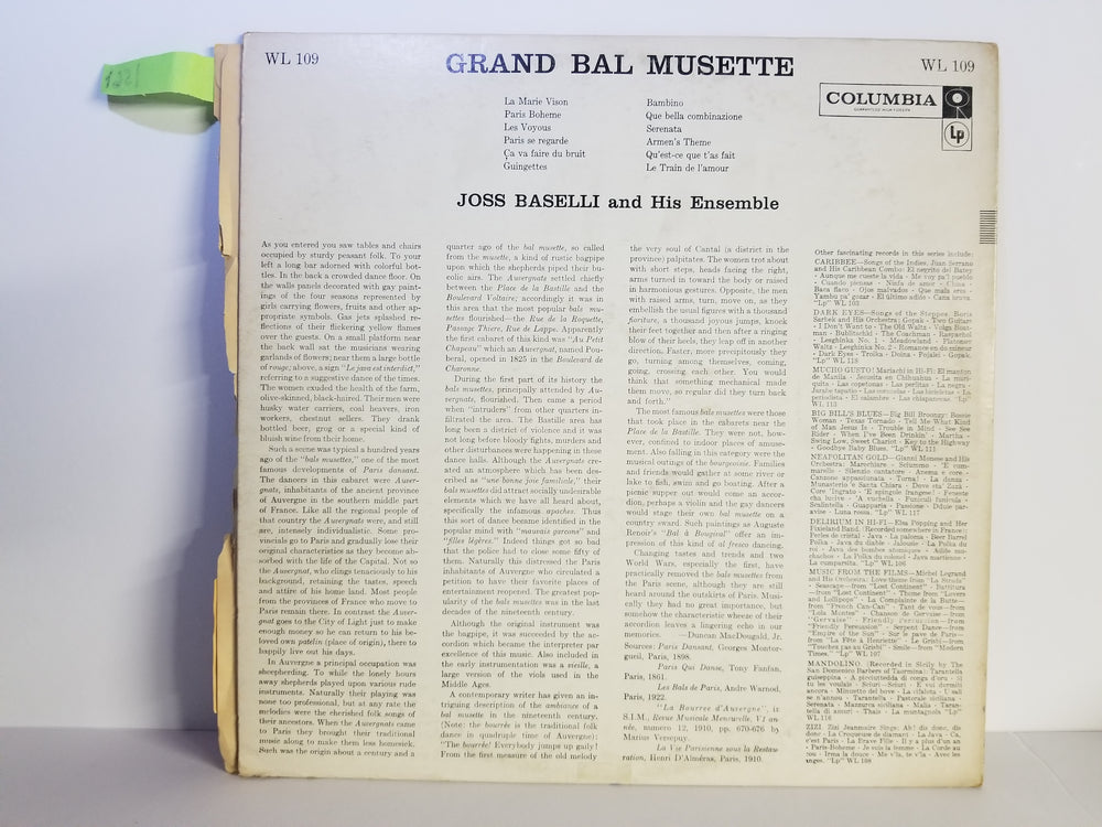 GRAND BAL MUSETTE: JOSS BASELLI AND HIS ENSEMBLE WL 109 - Deal Changer
