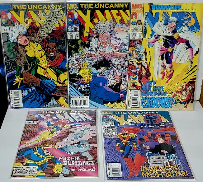 Uncanny X-Men Marvel Comics 5 issues #306-310