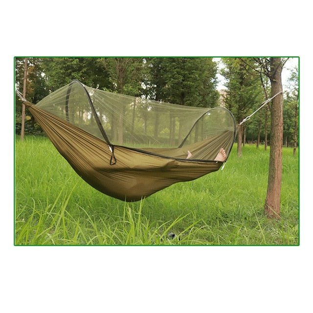 2 Person Portable Outdoor Mosquito Net 260x150cm Parachute Hammock Camping Hanging Sleeping Bed Swing Double Chair Hanging Bed