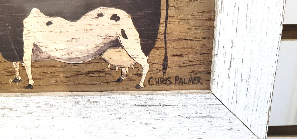 Chris Palmer Rustic Cow Farm Wooden Frame Print - Deal Changer