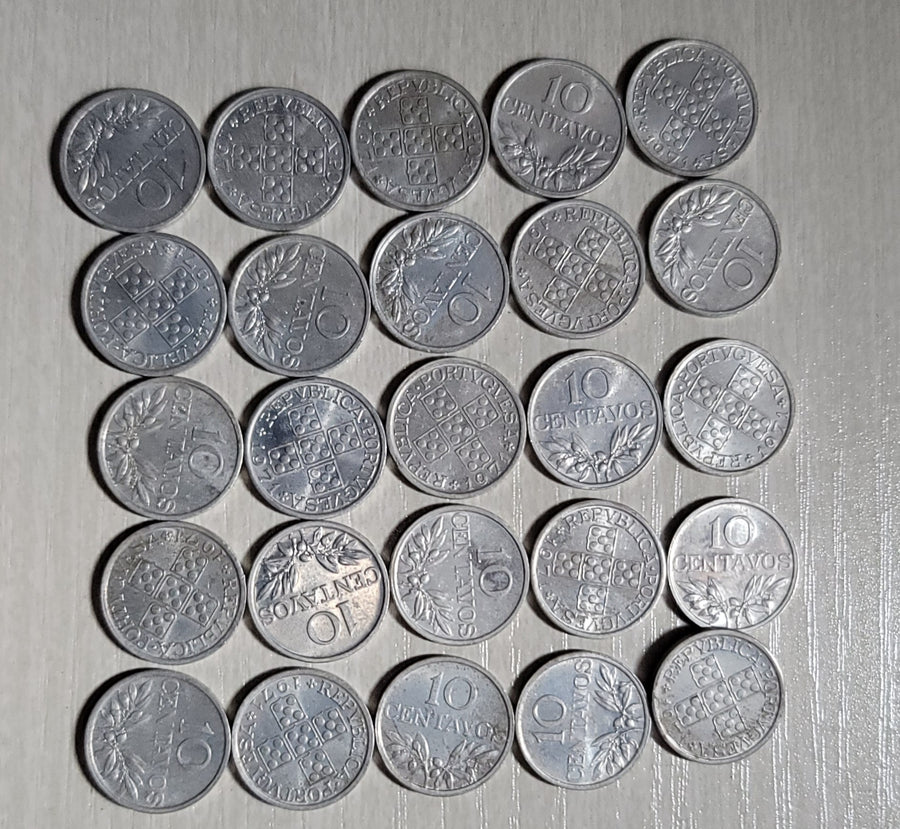 1971 MS64 Portugal 10 Centavos KM 594 NGC UNC Aluminum 25 Coins - Deal Changer