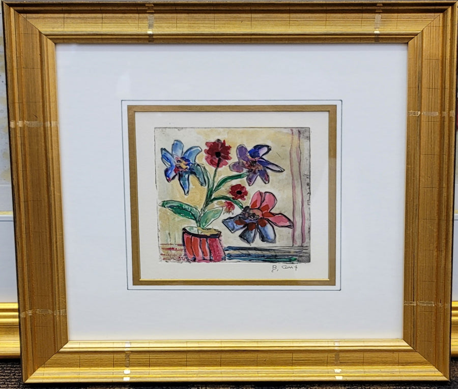 Origional Water Color Flower Etching Signed Bracha Guy - Deal Changer