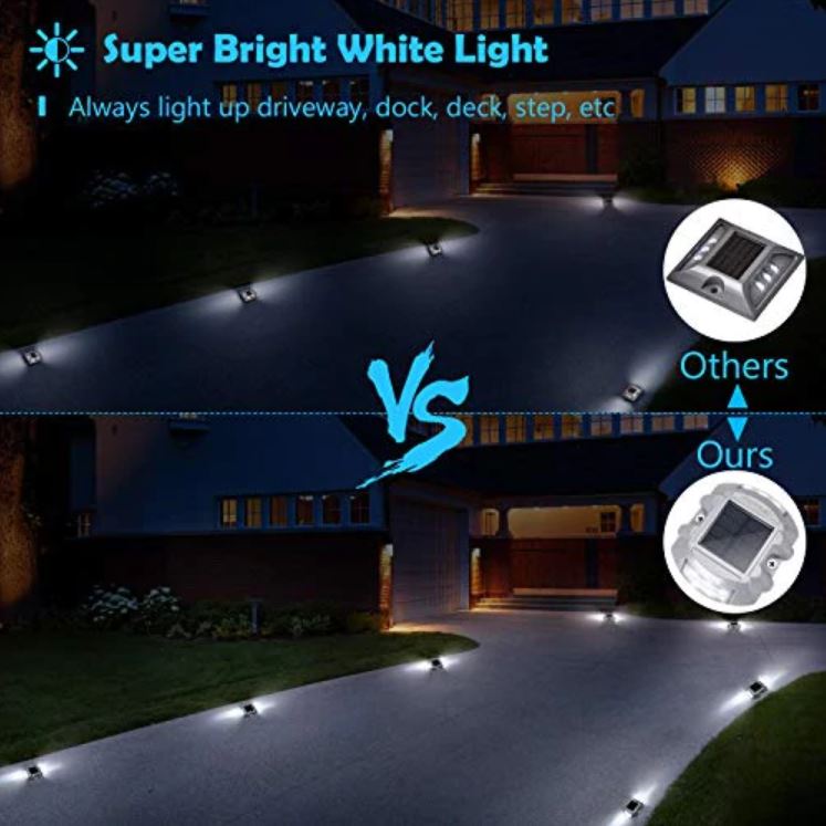 Upgraded Home Outdoor Solar Driveway Lights with Switch