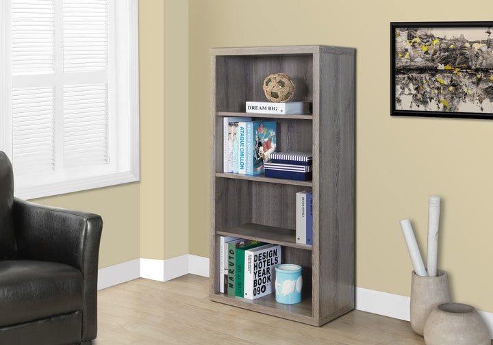 47.5" Dark Taupe Particle Board and MDF Bookshelf with Adjustable Shelves