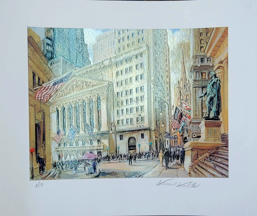 NY Stock Exchange - Litograph 17 3/4" x 23 1/9" - George Washington Chase Bank