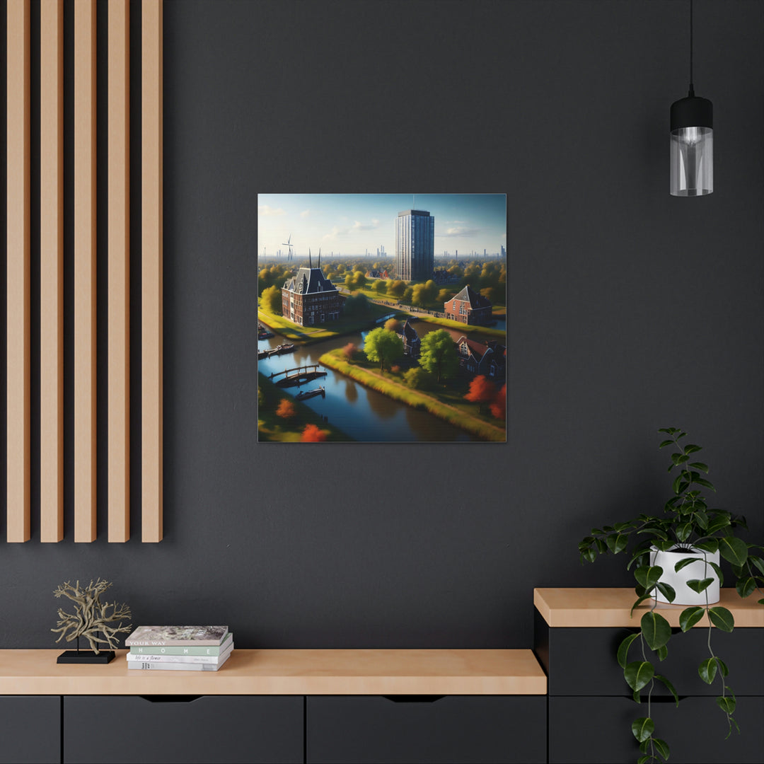 Netherlands Surrounding Water Landscape Canvas Art | 8K High Res | Home Office Living Room