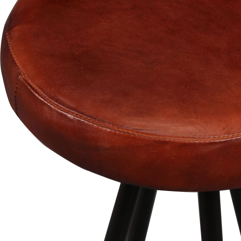 vidaXL 2/4x Bar Stools Genuine Leather Steel Bistro Pub Dining Chair Seating