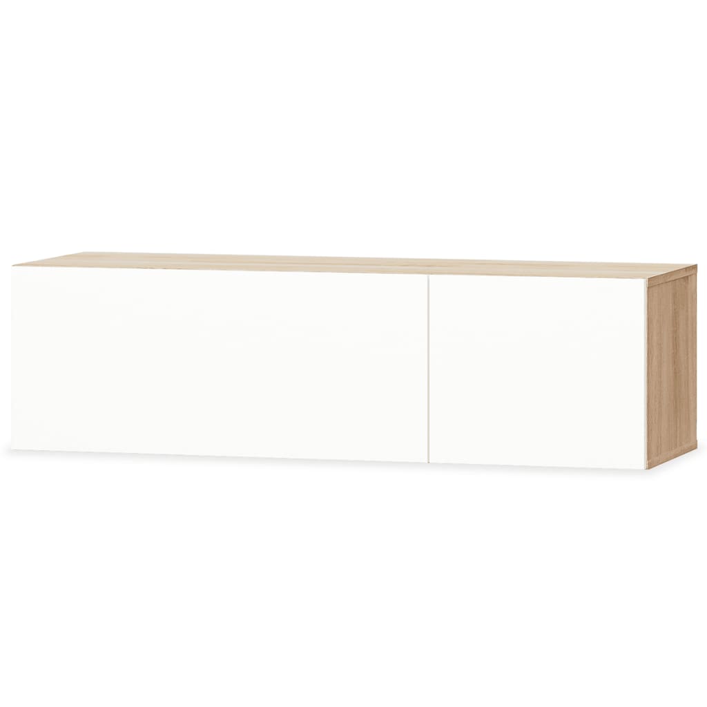 vidaXL TV Cabinet Chipboard TV Stand Sideboard High Gloss White/Oak and White