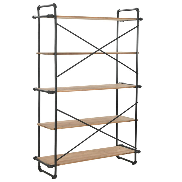 vidaXL Bookcase Solid Firwood and Steel 5-Layer Bookstand Shelf 31.4"/47.2"