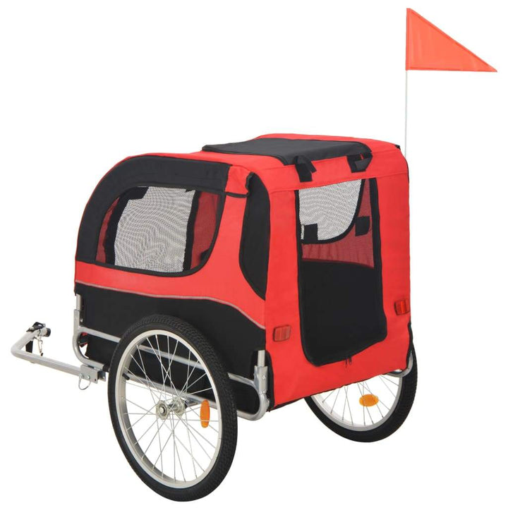 vidaXL Dog Bike Trailer Foldable Sturdy Pet Flag Stroller Jogger Orange/Red