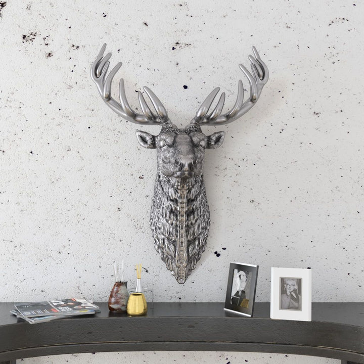 vidaXL Deer Head Decoration Wall-Mounted Aluminum Silver