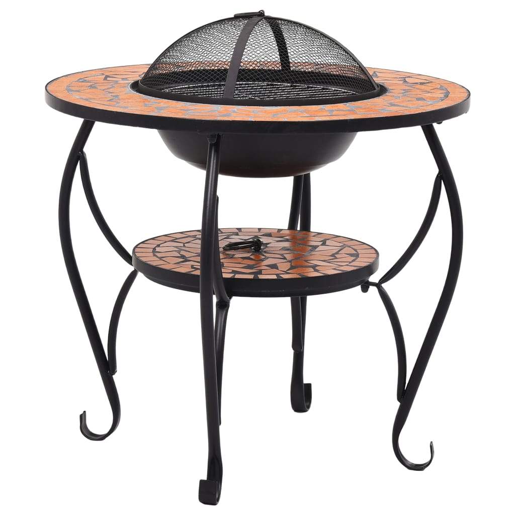 vidaXL Mosaic Fire Pit Table 26.8" Ceramic Fireplace Heater Multi Designs