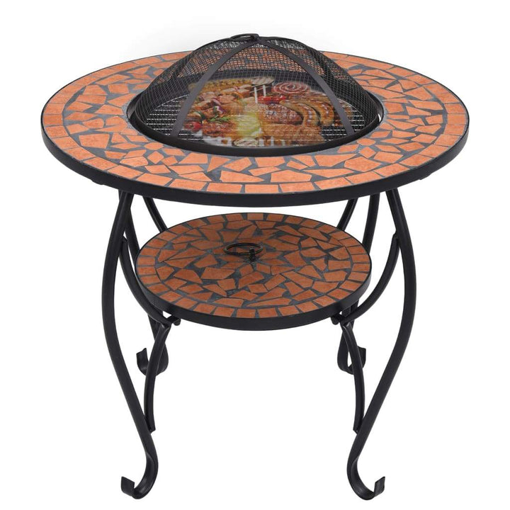 vidaXL Mosaic Fire Pit Table 26.8" Ceramic Fireplace Heater Multi Designs