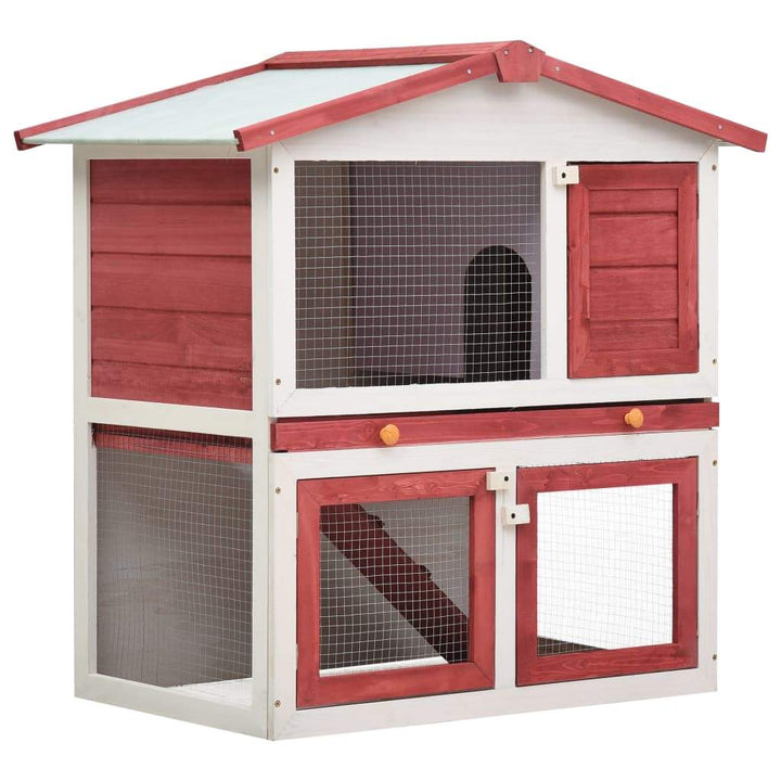 vidaXL Solid Pinewood Outdoor Rabbit Hutch 3-Door Bunny Pet House Multi Colors
