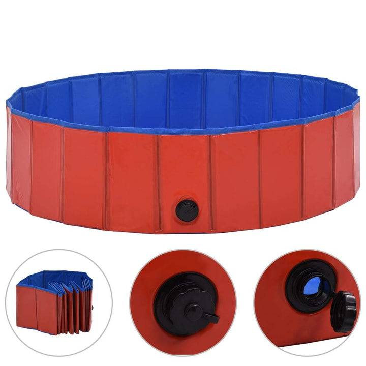 vidaXL Foldable Dog Swimming Pool PVC Animal Pet Supply Red/Blue Multi Sizes