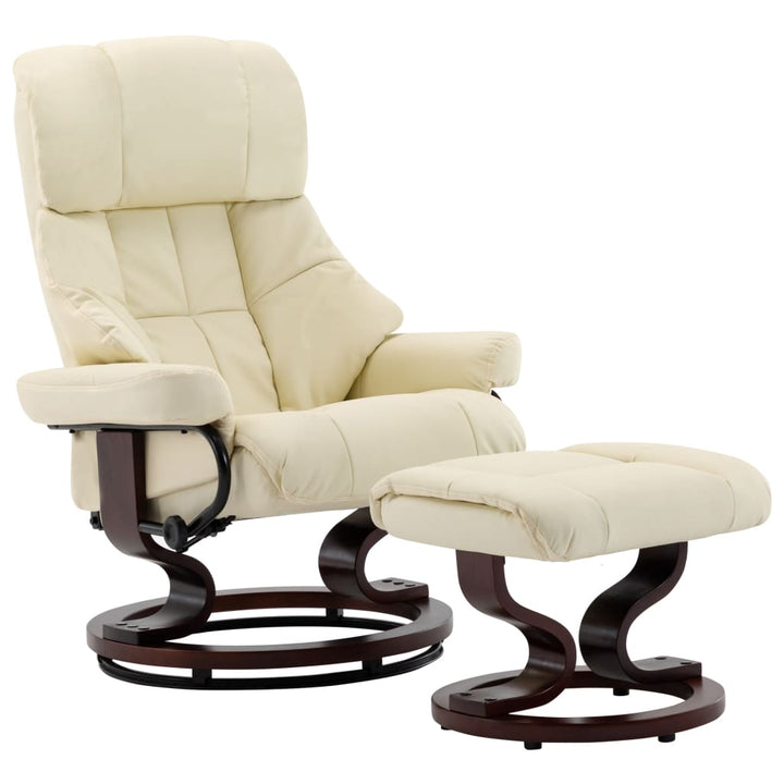 vidaXL Recliner Chair with Footstool Faux Leather and Bentwood Multi Colors