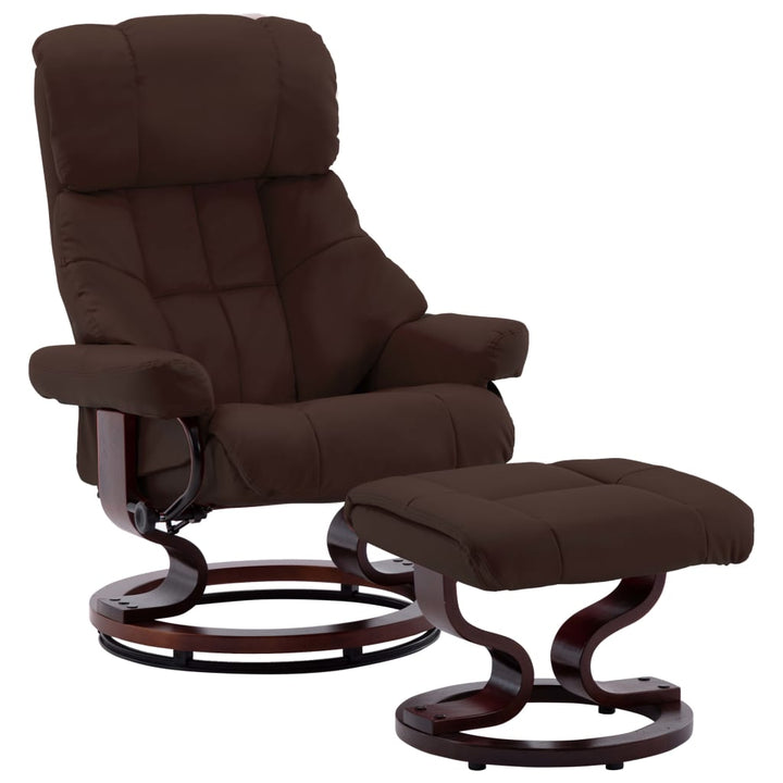 vidaXL Recliner Chair with Footstool Faux Leather and Bentwood Multi Colors