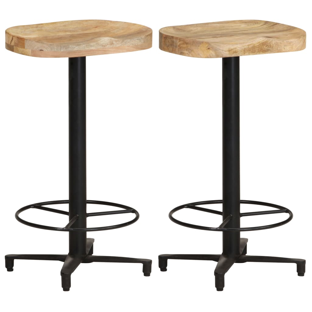 vidaXL 2x Solid Mango Wood Bar Stool Pub Counter Dining Room Chair Multi Sizes
