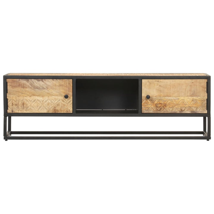 vidaXL Solid Rough Mango Wood TV Cabinet with Carved Door TV Stand 35.4"/51.2"