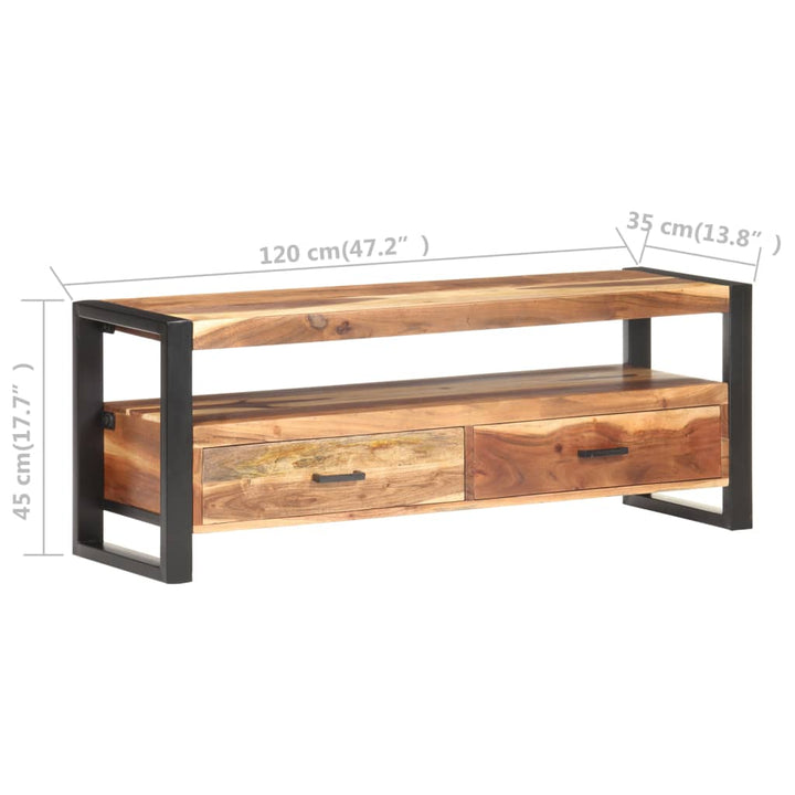 vidaXL TV Cabinet 47.2"x13.8"x17.7" Solid Wood with Sheesham Finish-6
