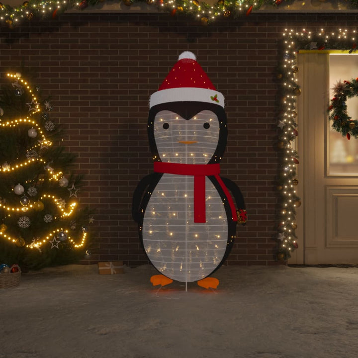 Decorative Christmas Snow Penguin Figure LED Luxury Fabric 70.9"