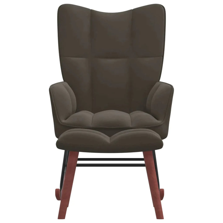 vidaXL Rocking Chair with a Stool Dark Gray Velvet