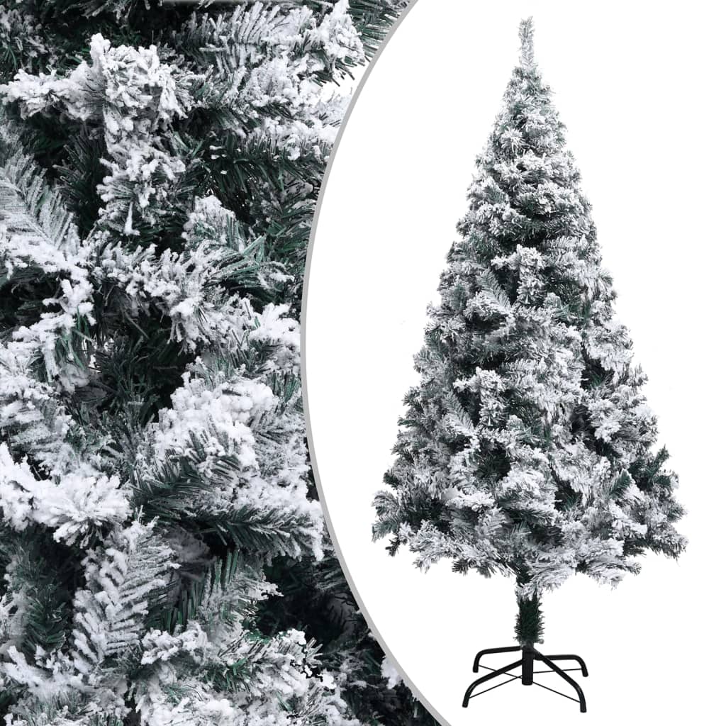 Artificial Christmas Tree with LEDs & Flocked Snow Green Xmas Multi Sizes