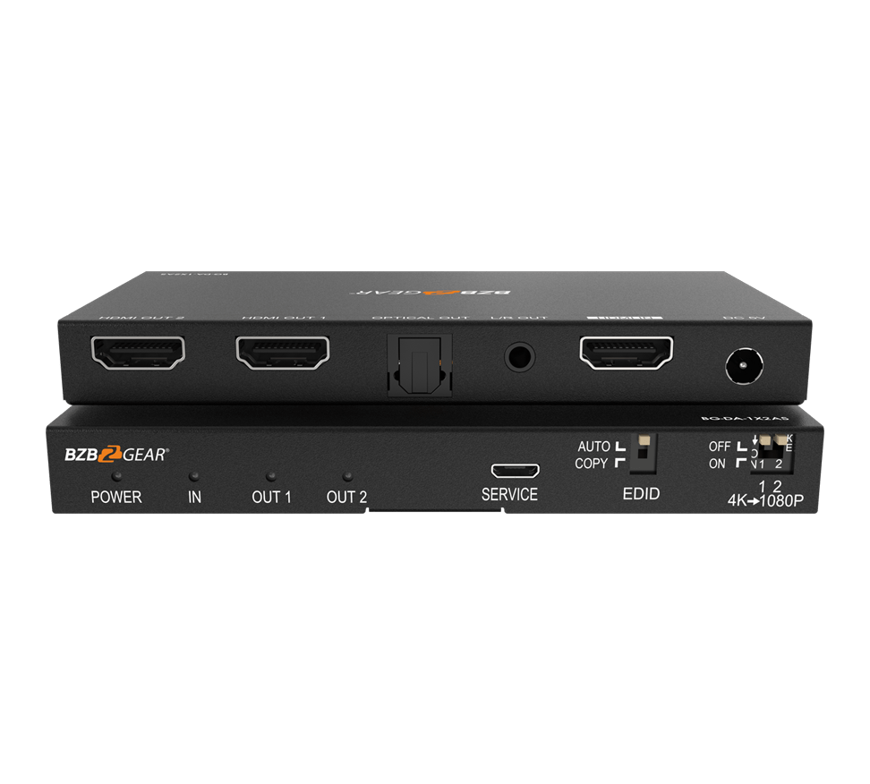 1x2 4K UHD HDMI Splitter with Down-Scaler w/Digital and Analog Audio Output