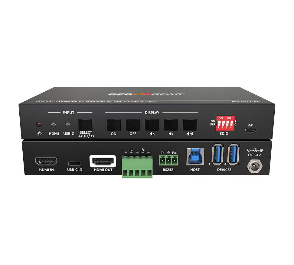 2-Port 4K UHD KVM and Presentation Switcher with HDMI, USB-C and Us 3.0