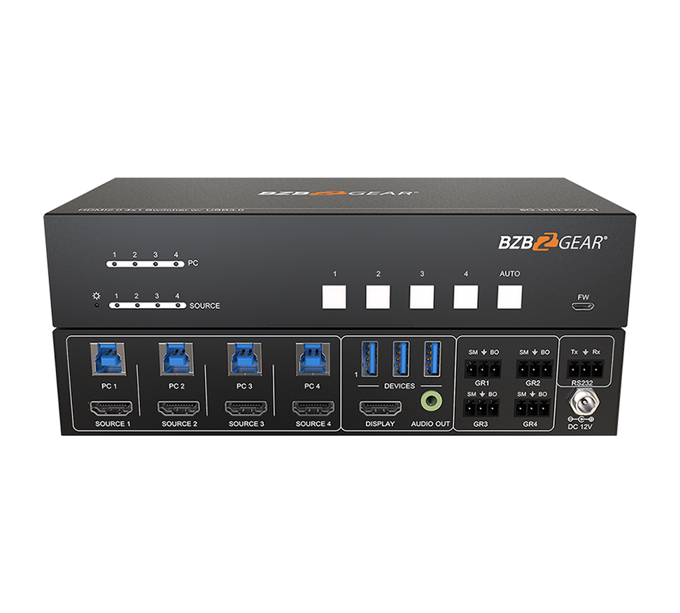 4-Port 4K UHD KVM and Conference Room Switcher with HDMI and USB3.0