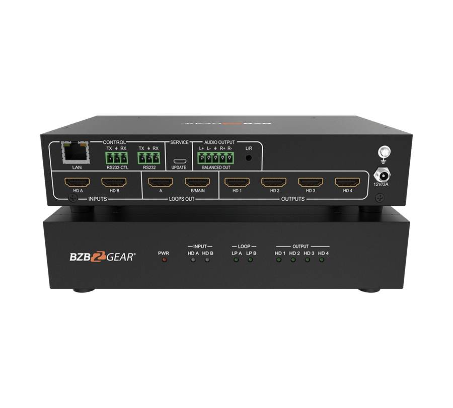 2x2 4K UHD HDMI Video Wall Processor with IP/RS232 Control (Supports 1X3/1X4/2X2/4X1 Layout)